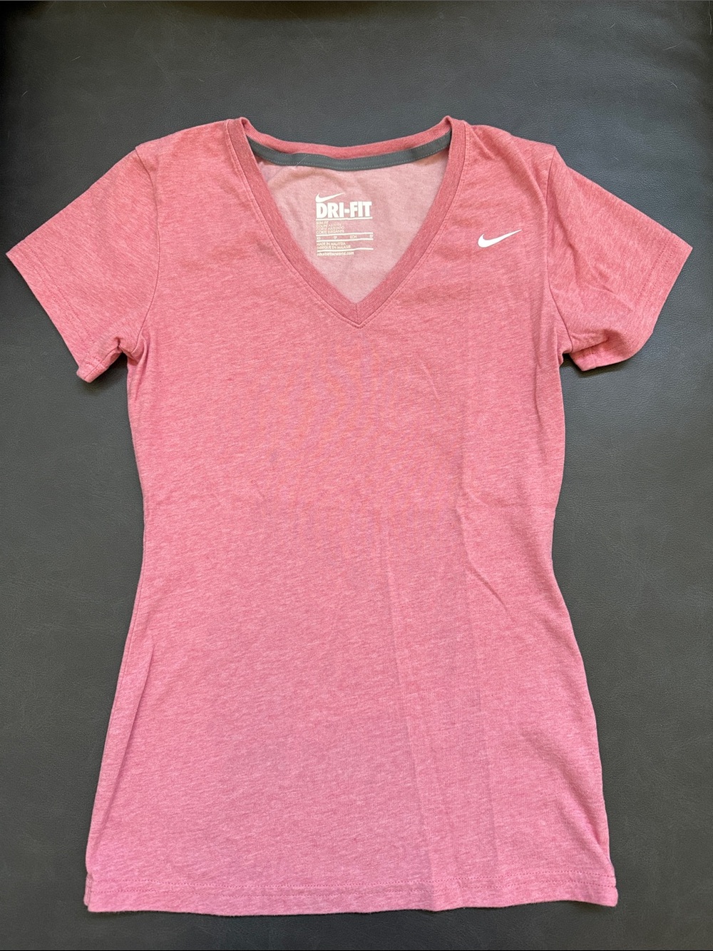 Nike Women's V-Neck Short Sleeve Top - Heather Pink